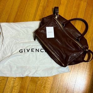 Givenchy medium Pandora cognac lizard embossed handbag